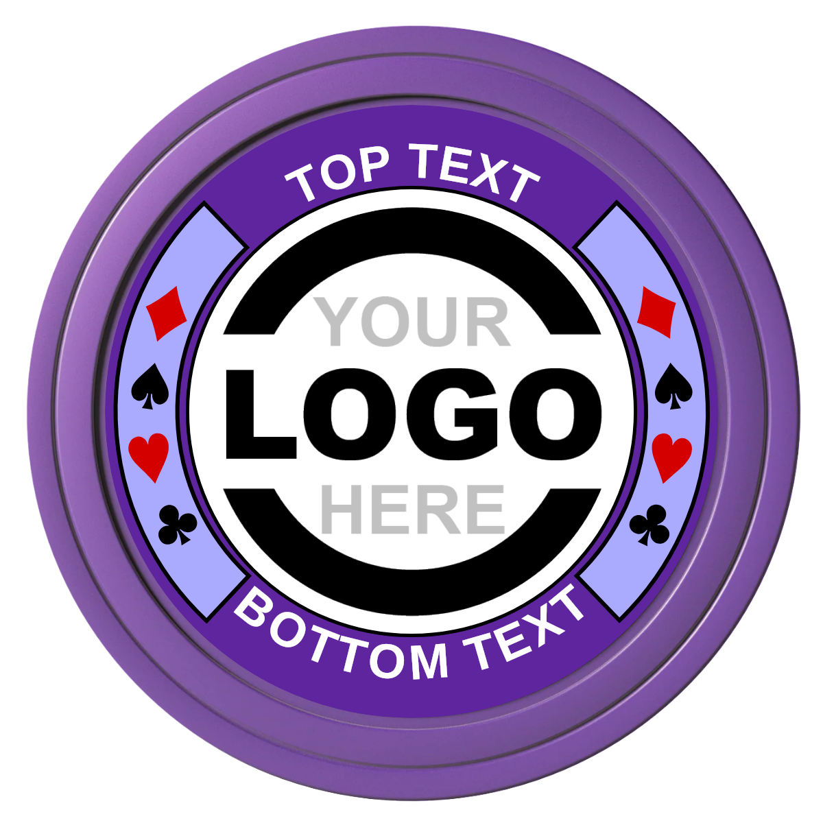 Two Tone Suits Composite Poker Chips - Purple / Solid - Front