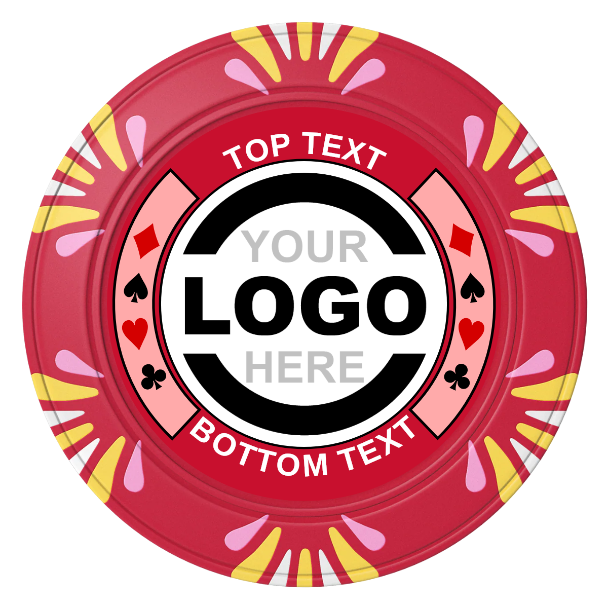 Two Tone Suits Clay Poker Chips - Red / Macau / 40mm - Front