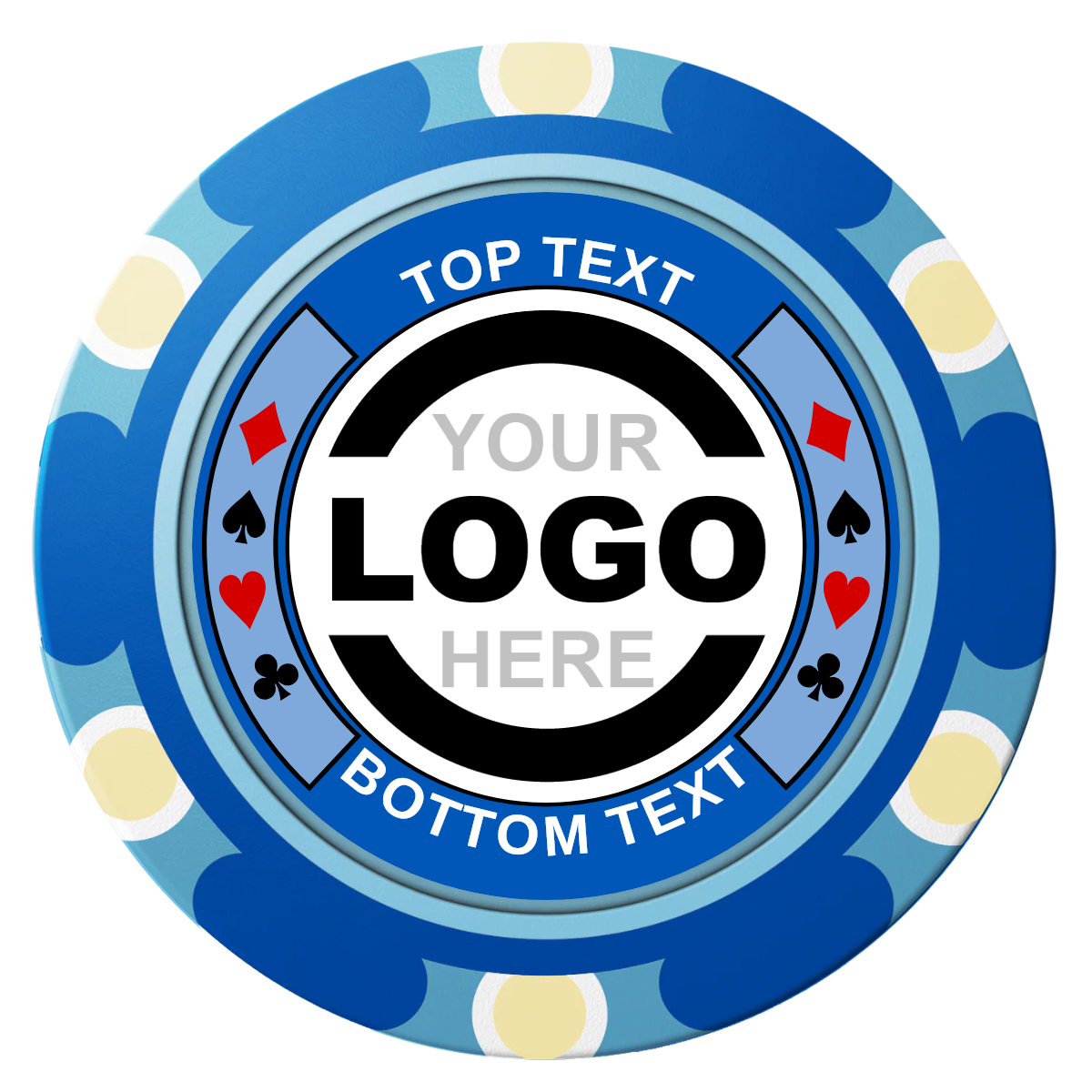 Two Tone Suits Clay Poker Chips - Blue / Monte Carlo / 40mm - Front