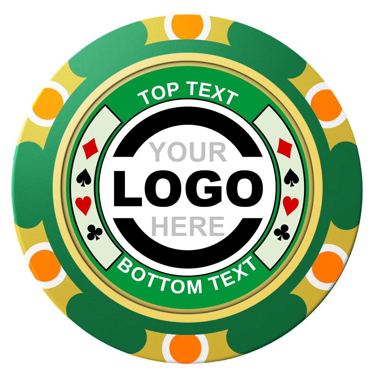 Two Tone Suits Clay Poker Chips - Green / Monte Carlo / 40mm - Front