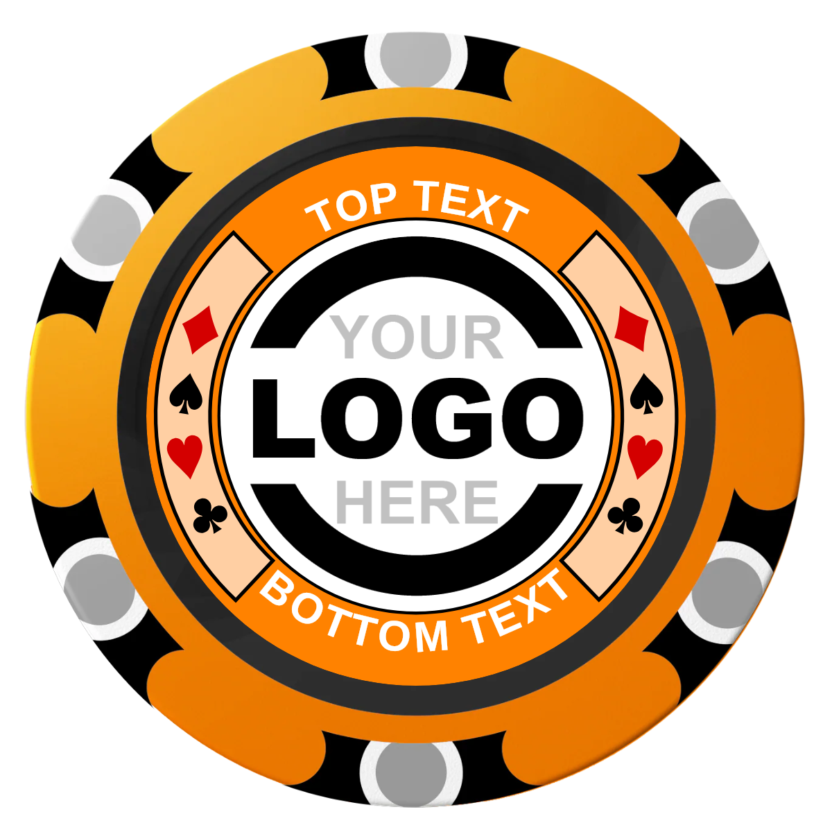 Two Tone Suits Clay Poker Chips - Orange / Monte Carlo / 40mm - Front