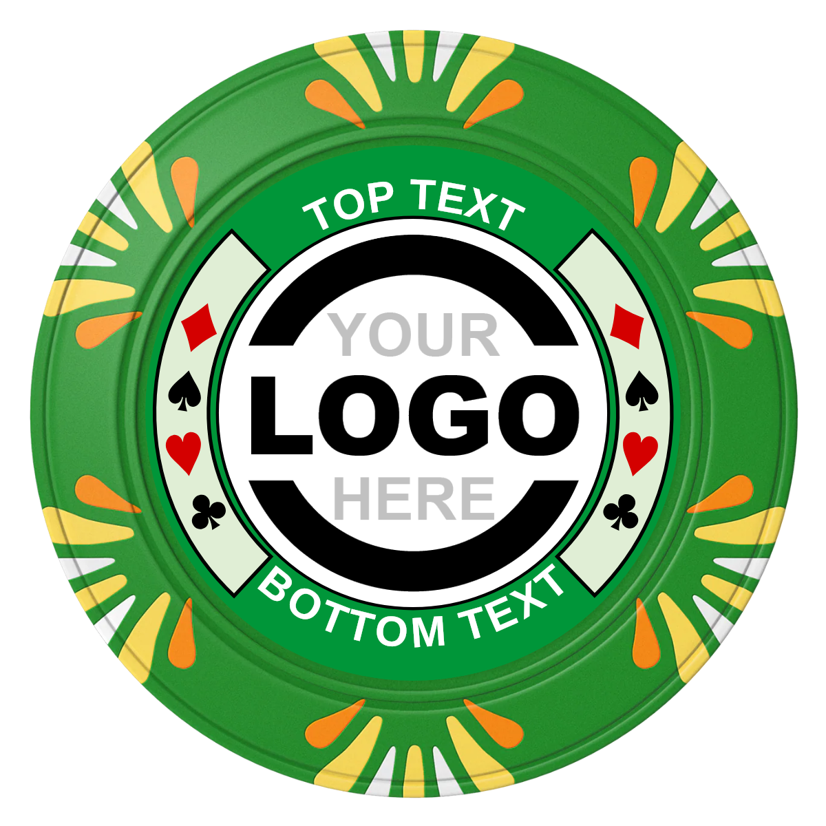 Two Tone Suits Clay Poker Chips - Green / Macau / 40mm - Front