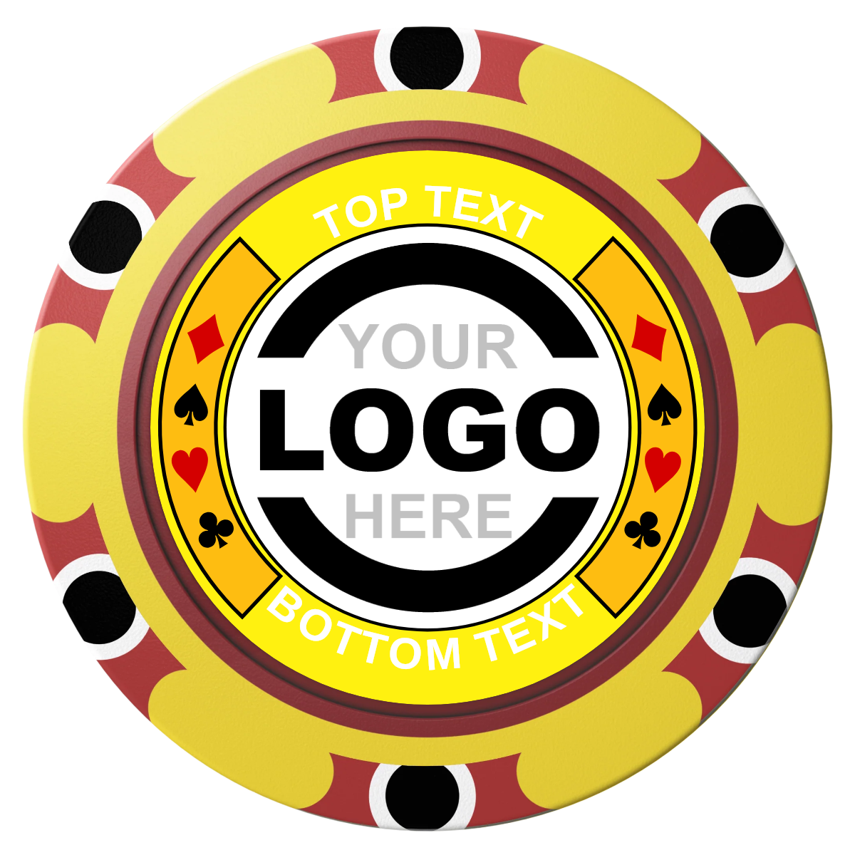 Two Tone Suits Clay Poker Chips - Yellow / Monte Carlo / 40mm - Front