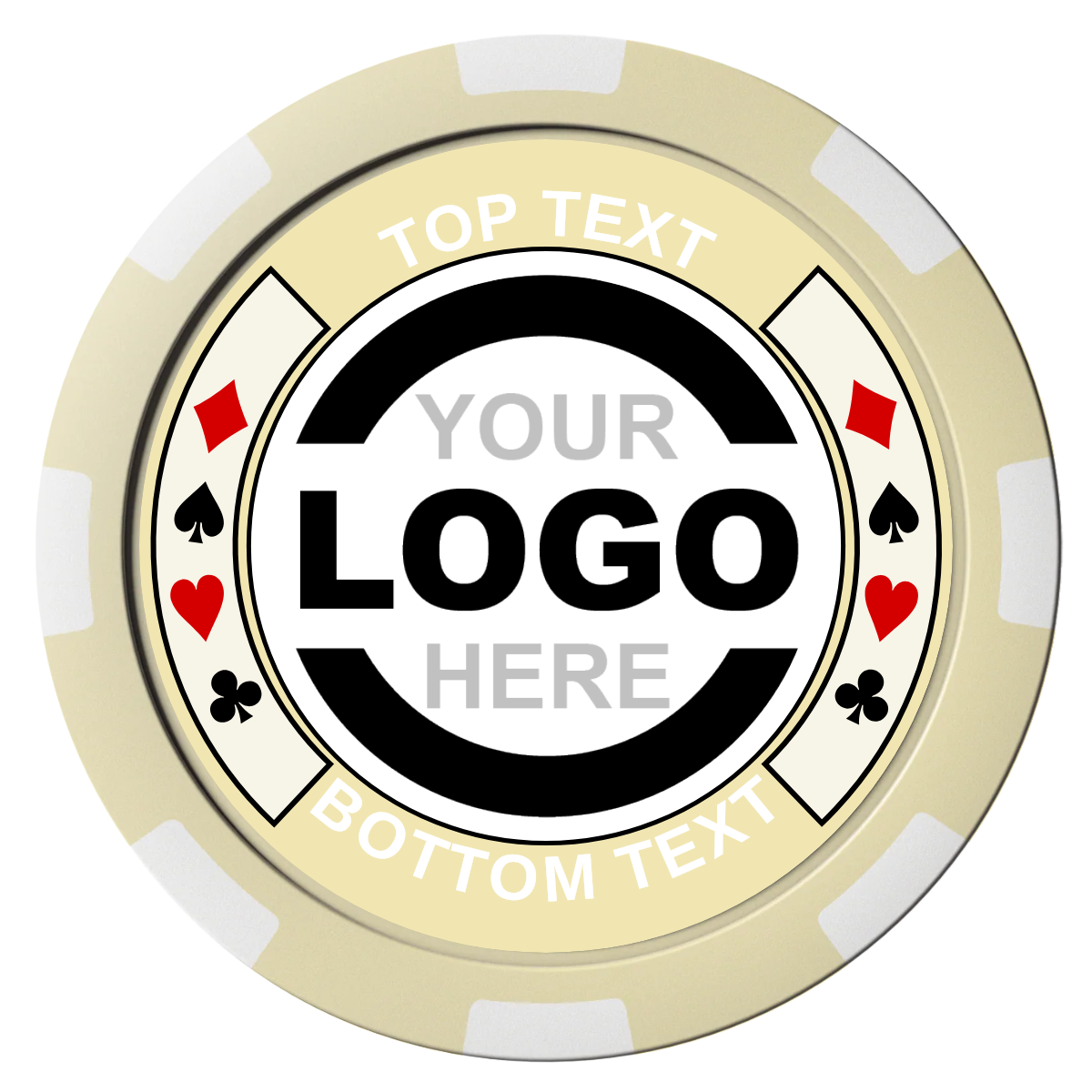 Two Tone Suits Magnetic Composite Poker Chips - Ivory / 8 Spot - Front