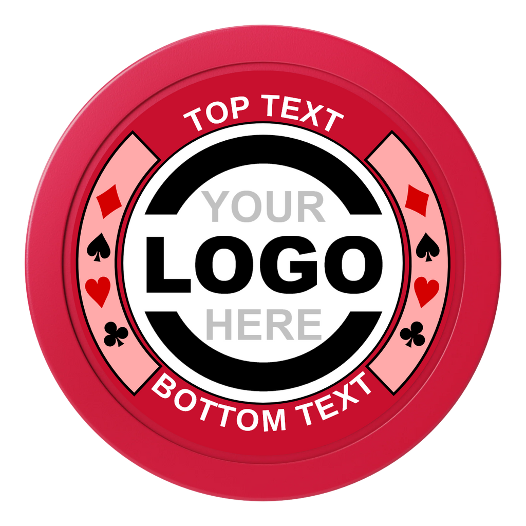 Two Tone Suits Dealer Button - 50mm / 2 inch Size - Red - Front
