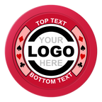 Two Tone Suits Dealer Button - 50mm / 2 inch Size - Red - Front