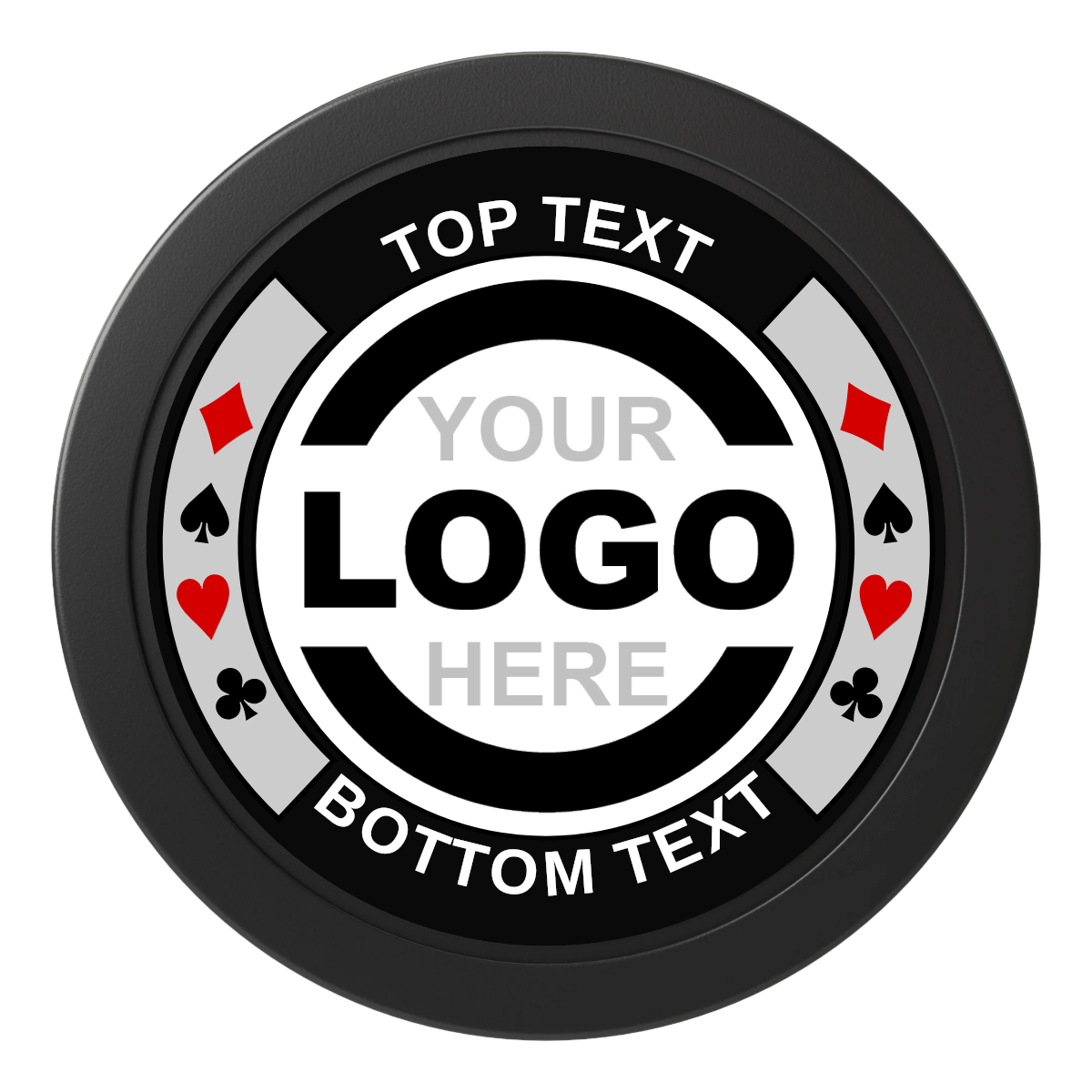 Two Tone Suits Dealer Button - 50mm / 2 inch Size - Black - Front