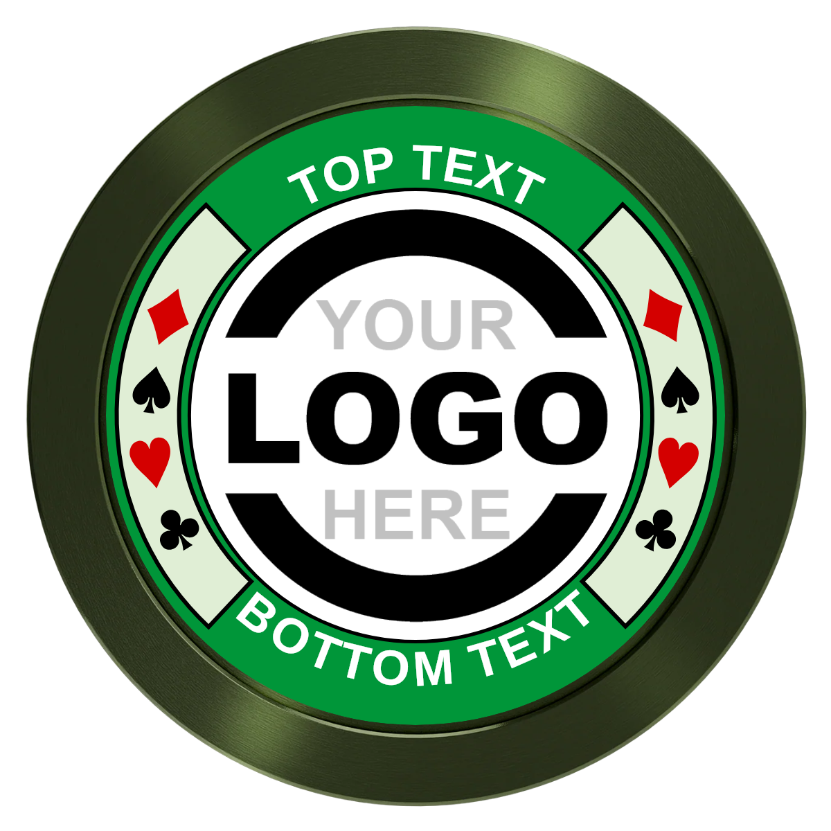 Two Tone Suits Aluminum Poker Chips - Green - Front