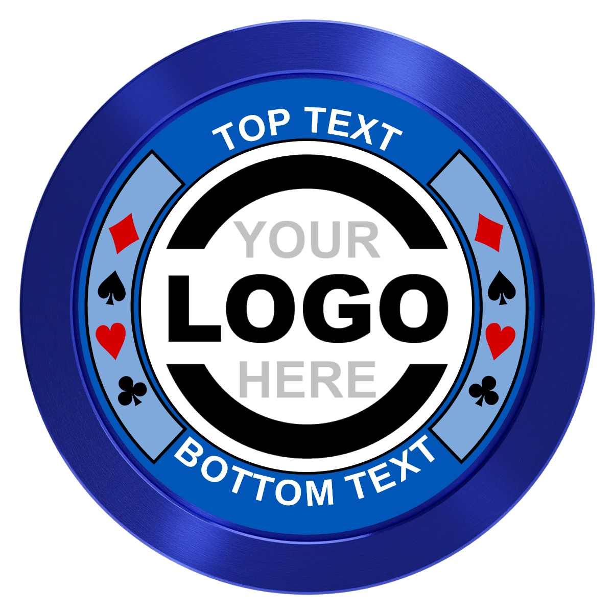 Two Tone Suits Aluminum Poker Chips - Blue - Front