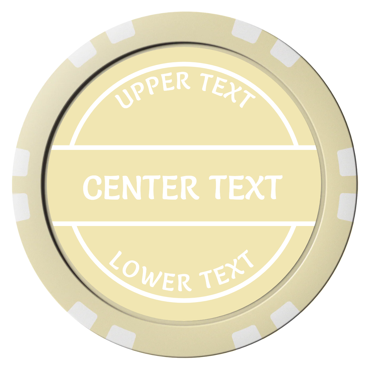 Crisp Banner Composite Poker Chips - Ivory / Double Stripe - Front