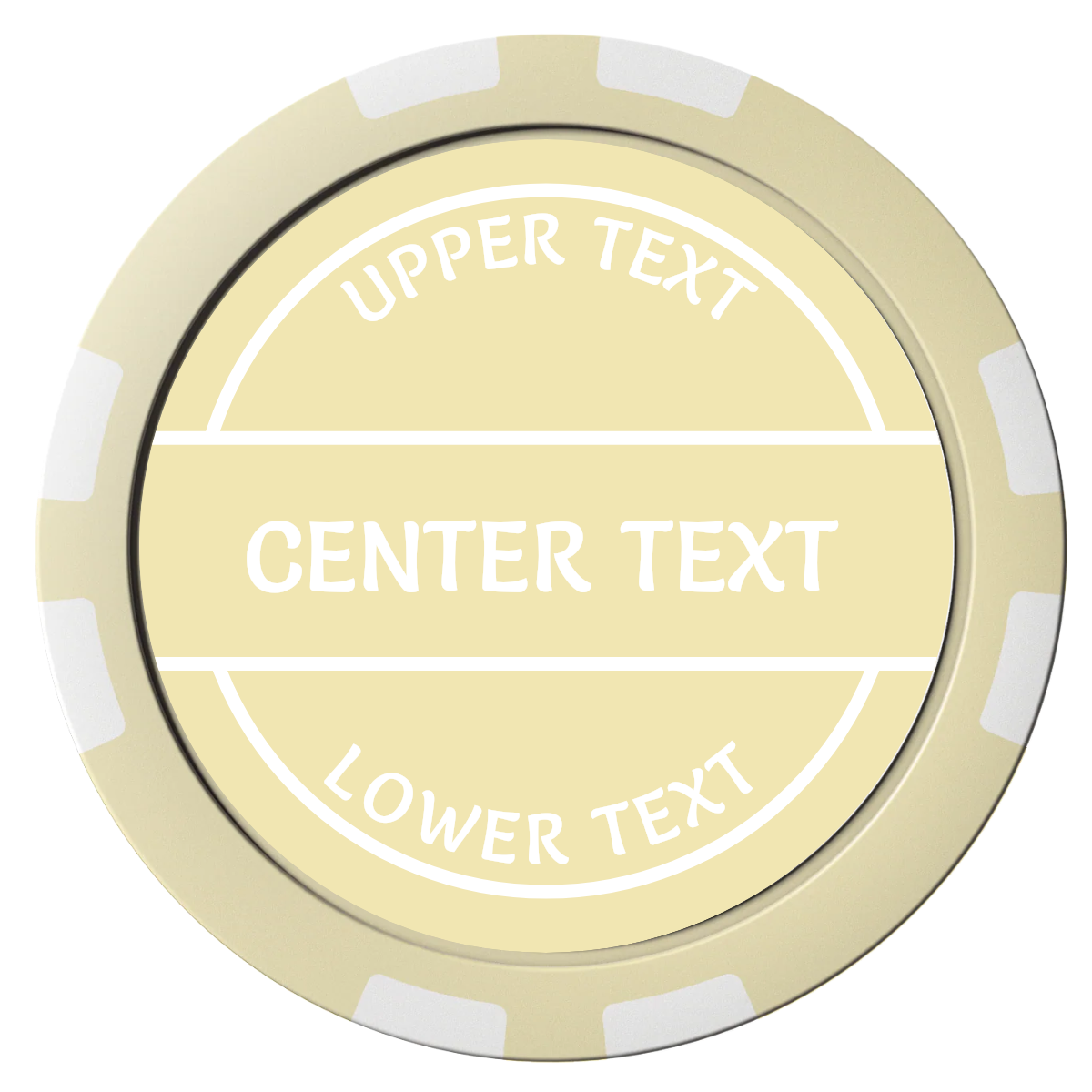 Crisp Banner Composite Poker Chips - Ivory / 8 Stripe - Front