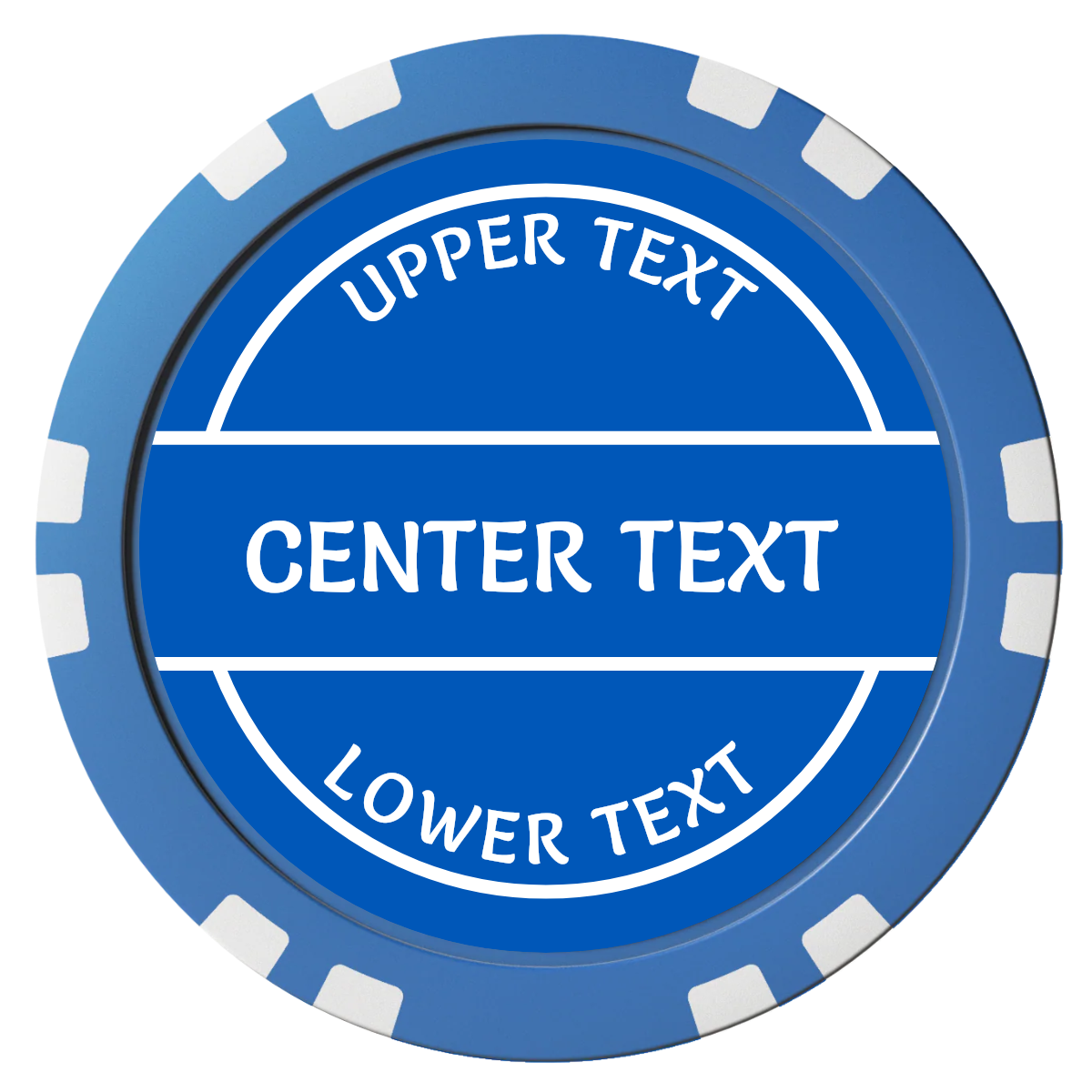 Crisp Banner Composite Poker Chips - Blue / Double Stripe - Front