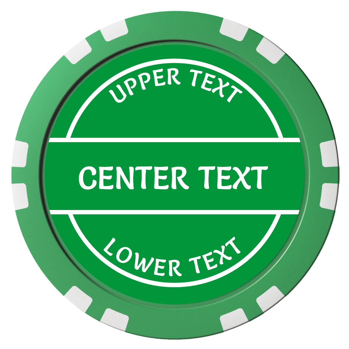 Crisp Banner Composite Poker Chips - Green / Double Stripe - Front