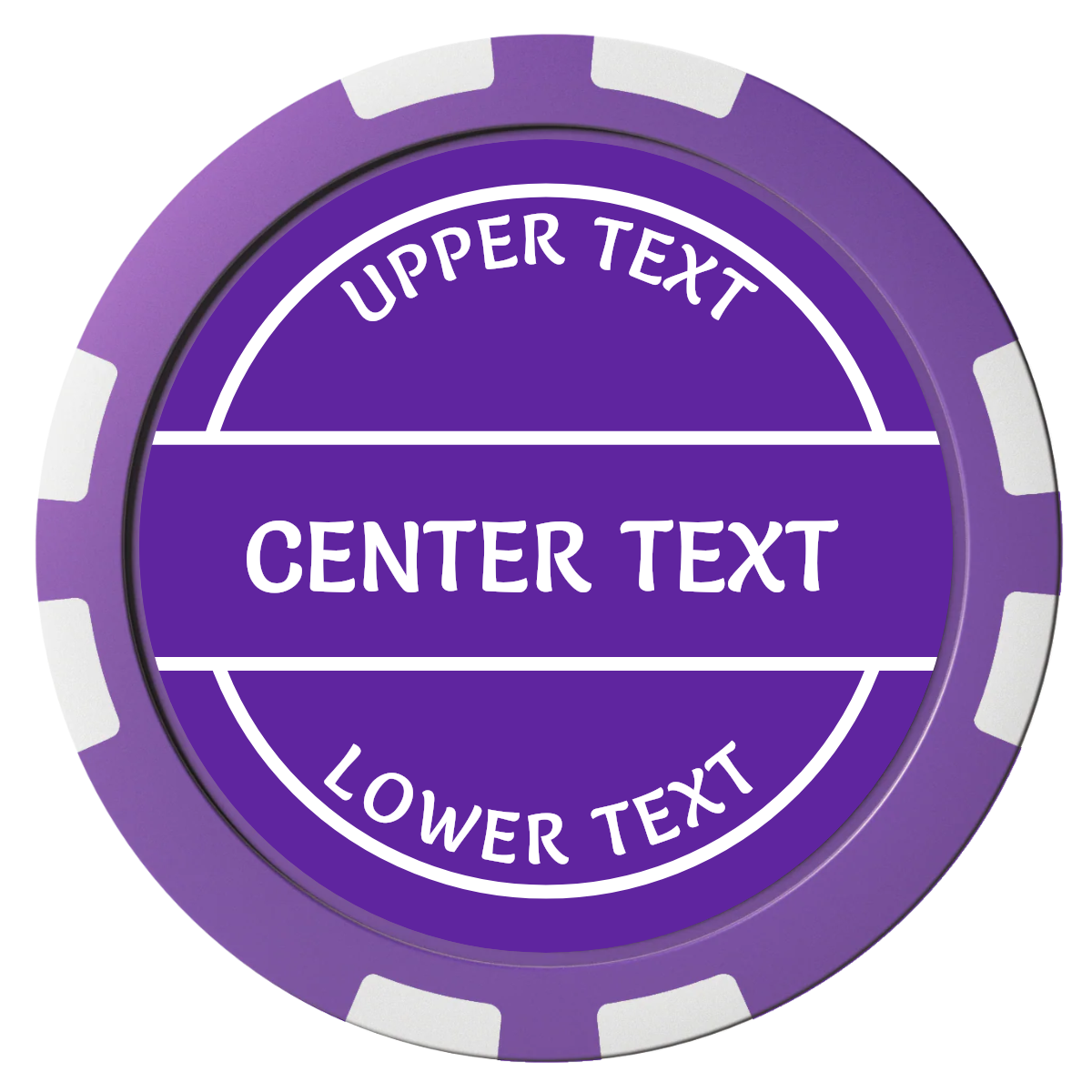 Crisp Banner Composite Poker Chips - Purple / 8 Stripe - Front