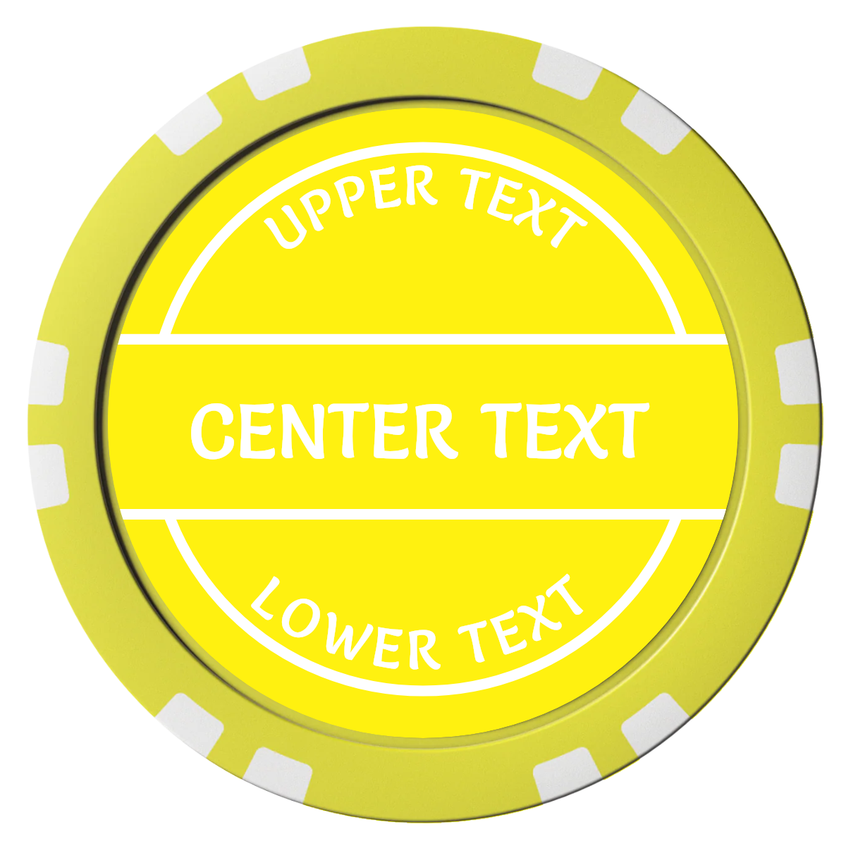 Crisp Banner Composite Poker Chips - Yellow / Double Stripe - Front