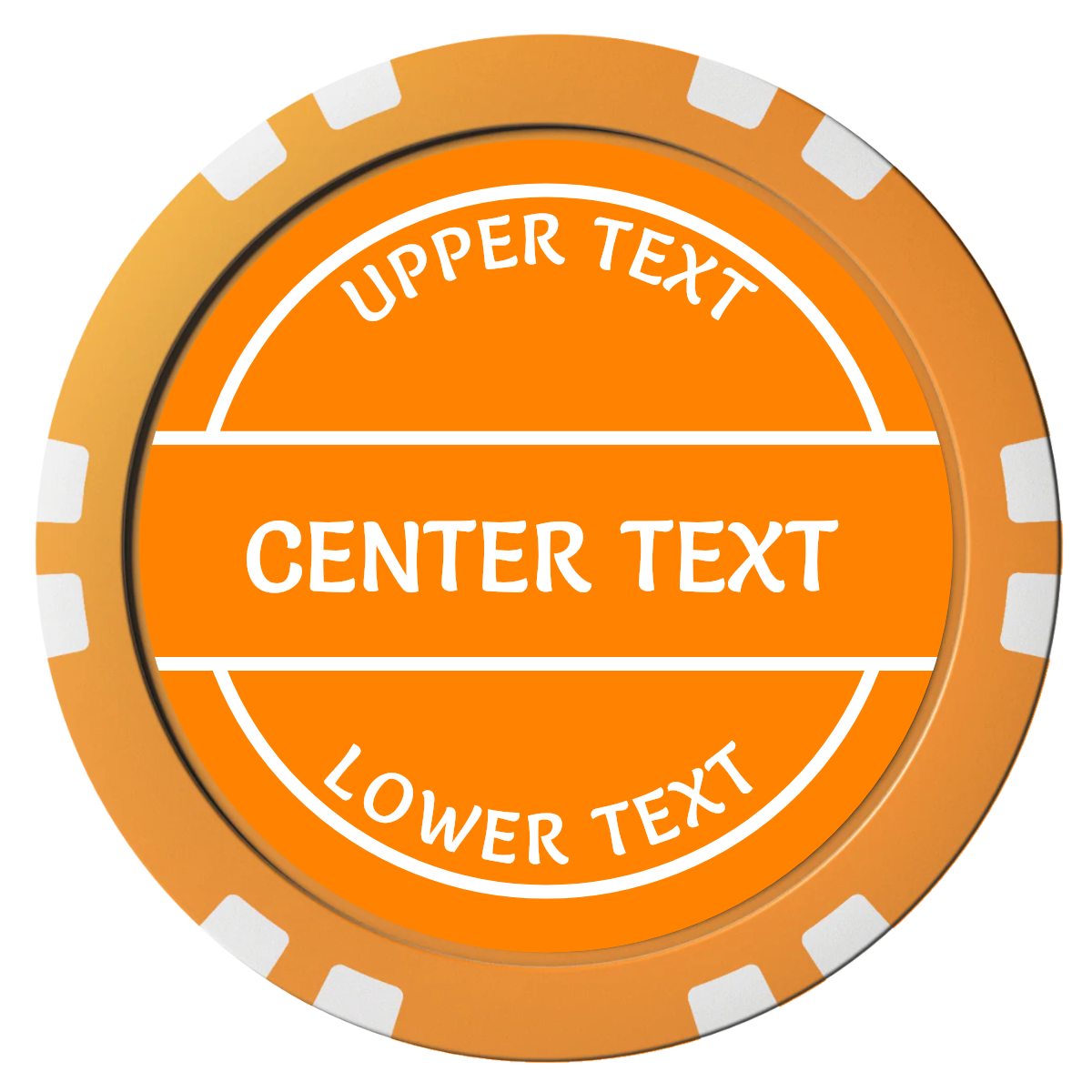 Crisp Banner Composite Poker Chips - Orange / Double Stripe - Front