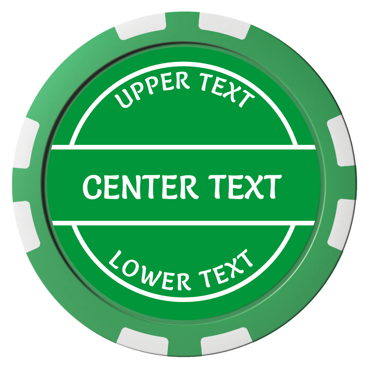 Crisp Banner Composite Poker Chips - Green / 8 Stripe - Front