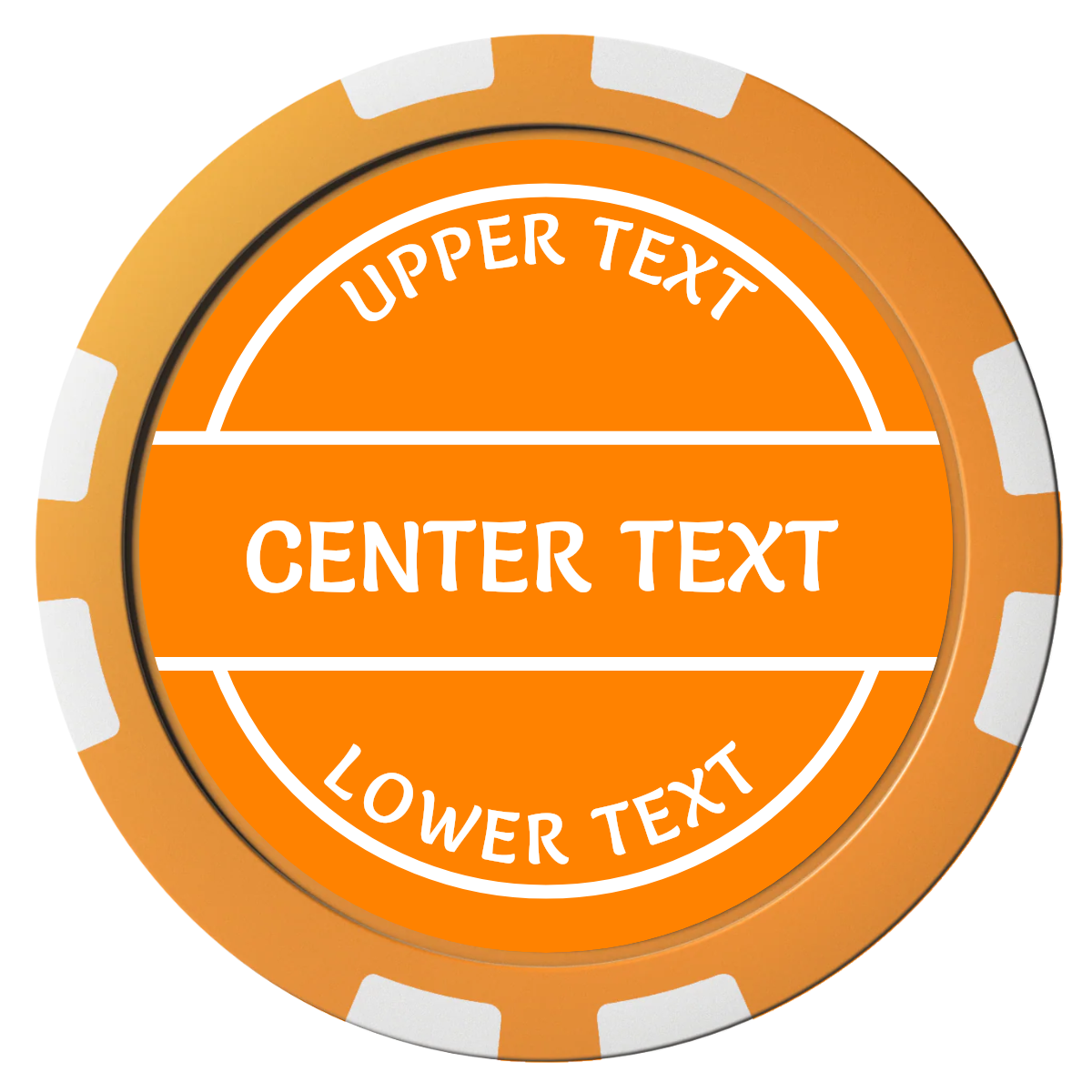 Crisp Banner Composite Poker Chips - Orange / 8 Stripe - Front