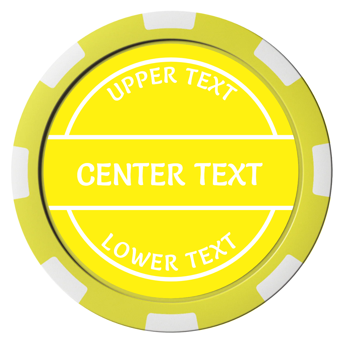 Crisp Banner Composite Poker Chips - Yellow / 8 Stripe - Front