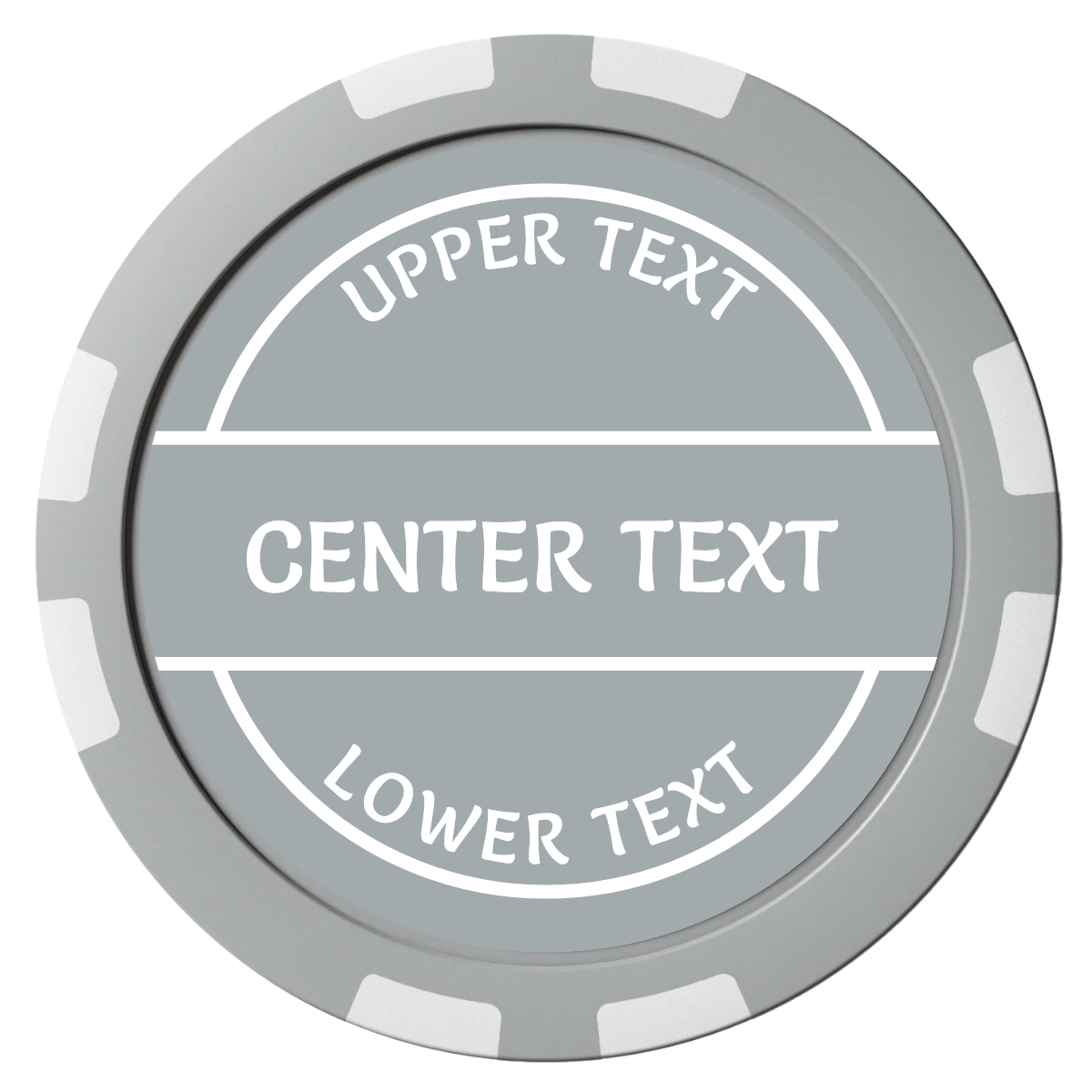 Crisp Banner Composite Poker Chips - Gray / 8 Stripe - Front