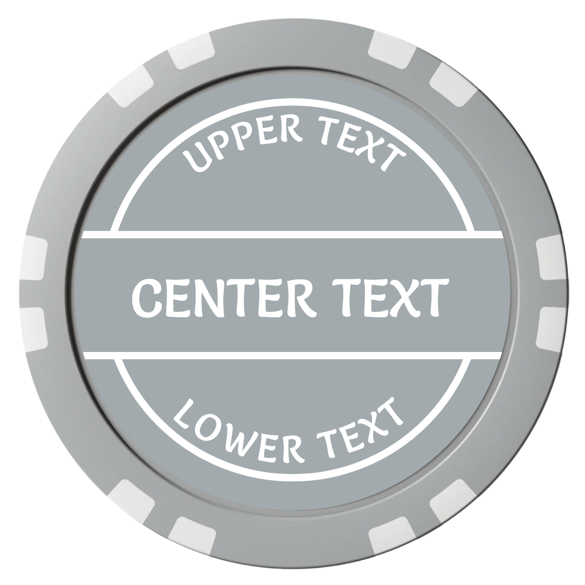 Crisp Banner Composite Poker Chips - Gray / Double Stripe - Front