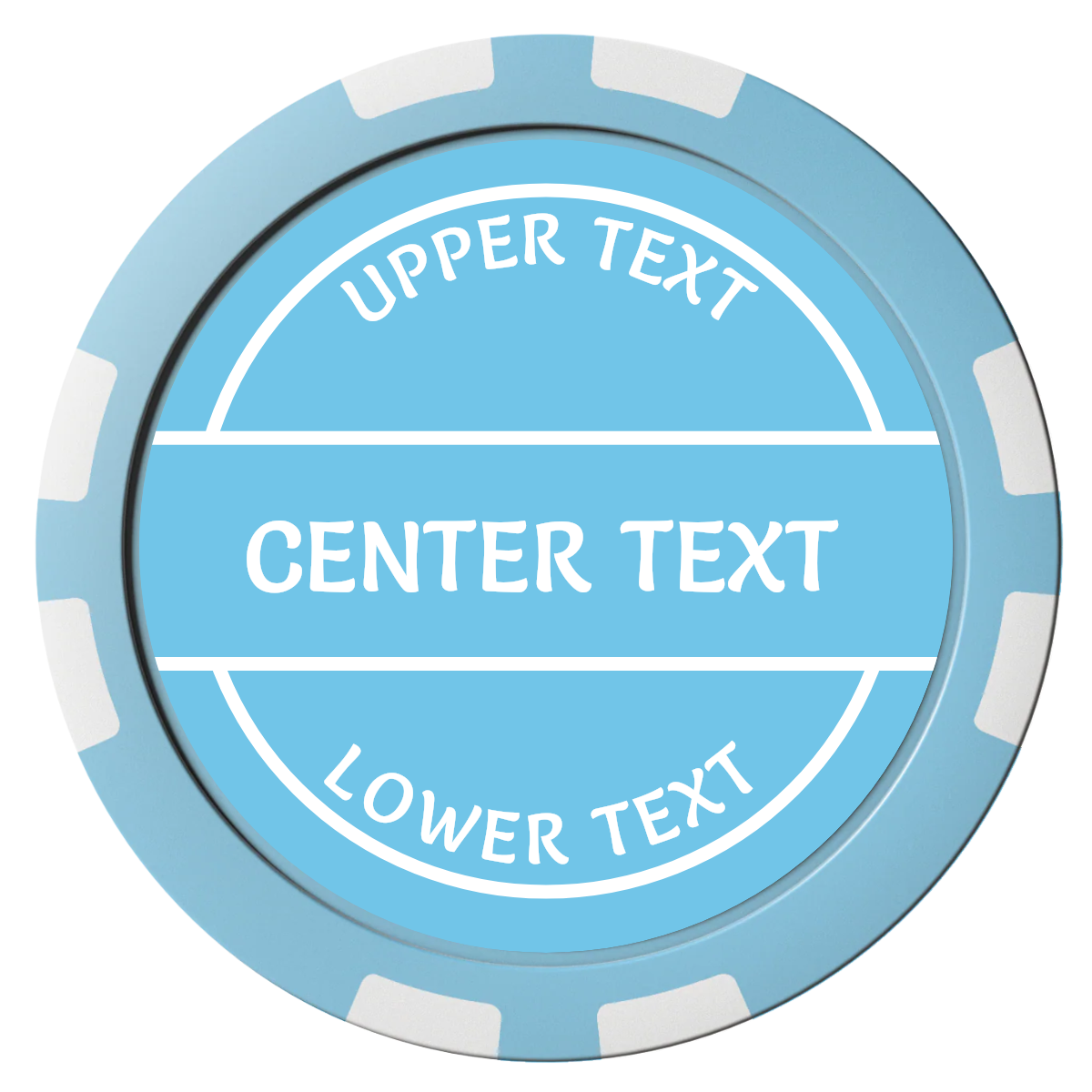 Crisp Banner Composite Poker Chips - Light Blue / 8 Stripe - Front