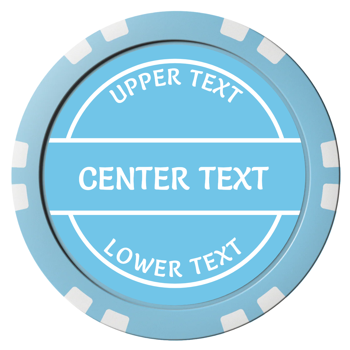 Crisp Banner Composite Poker Chips - Light Blue / Double Stripe - Front