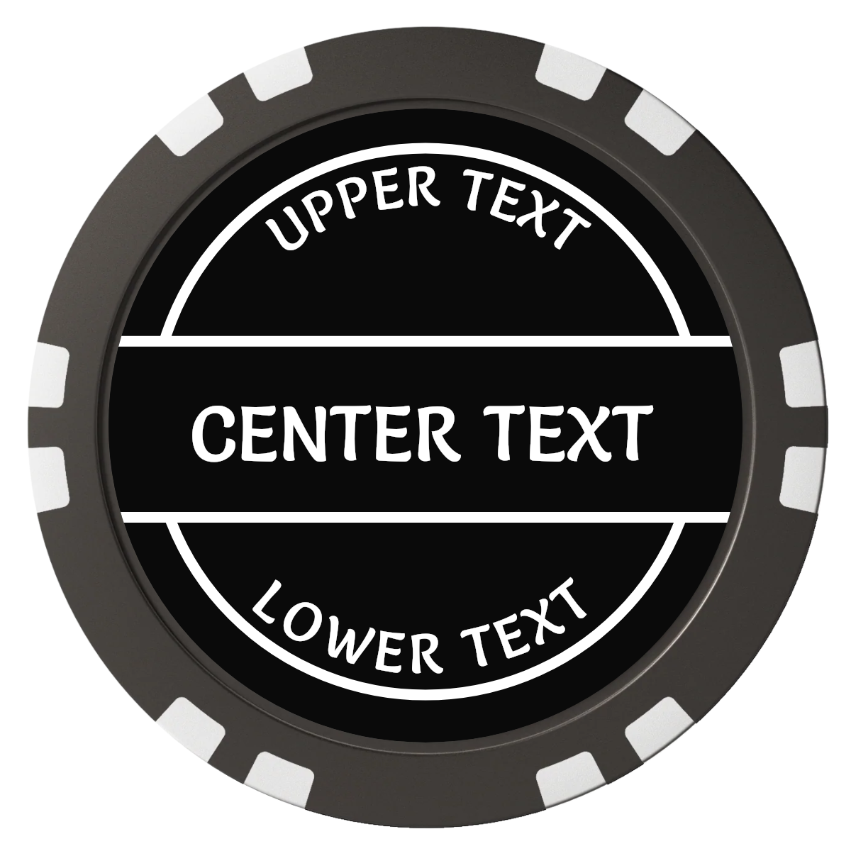 Crisp Banner Composite Poker Chips - Black / Double Stripe - Front