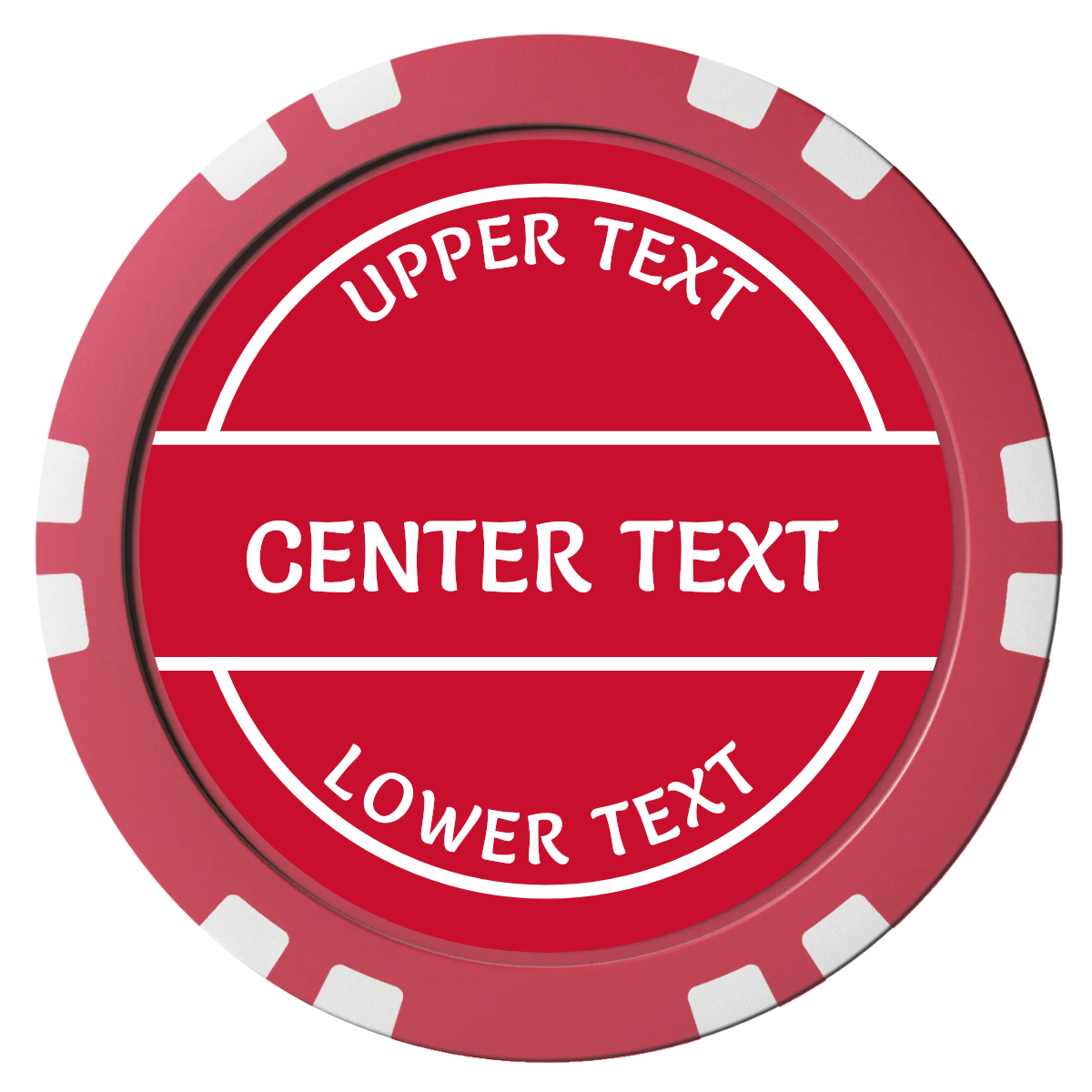 Crisp Banner Composite Poker Chips - Red / Double Stripe - Front