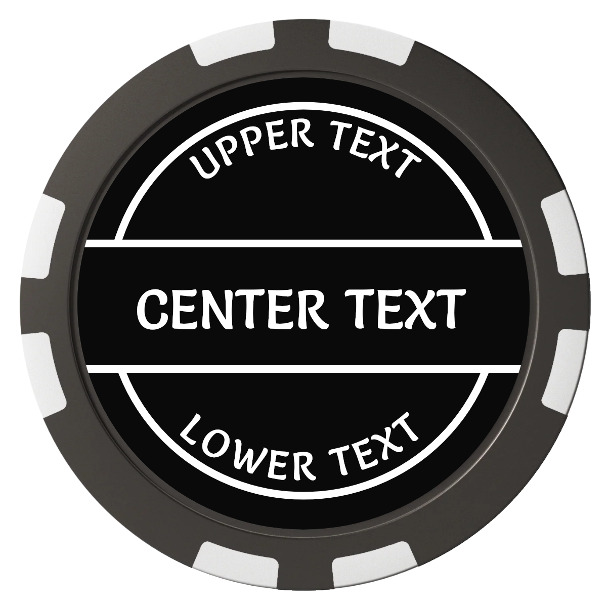 Crisp Banner Composite Poker Chips - Black / 8 Stripe - Front