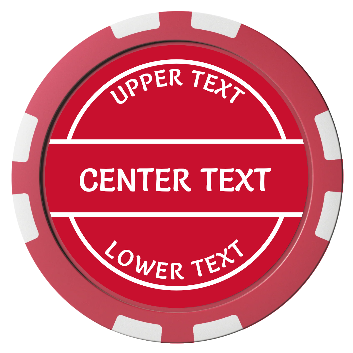 Crisp Banner Composite Poker Chips - Red / 8 Stripe - Front