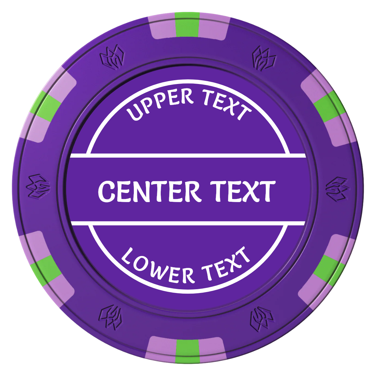 Crisp Banner Clay Poker Chips - Purple / 6 Spot Gem / 43mm - Front