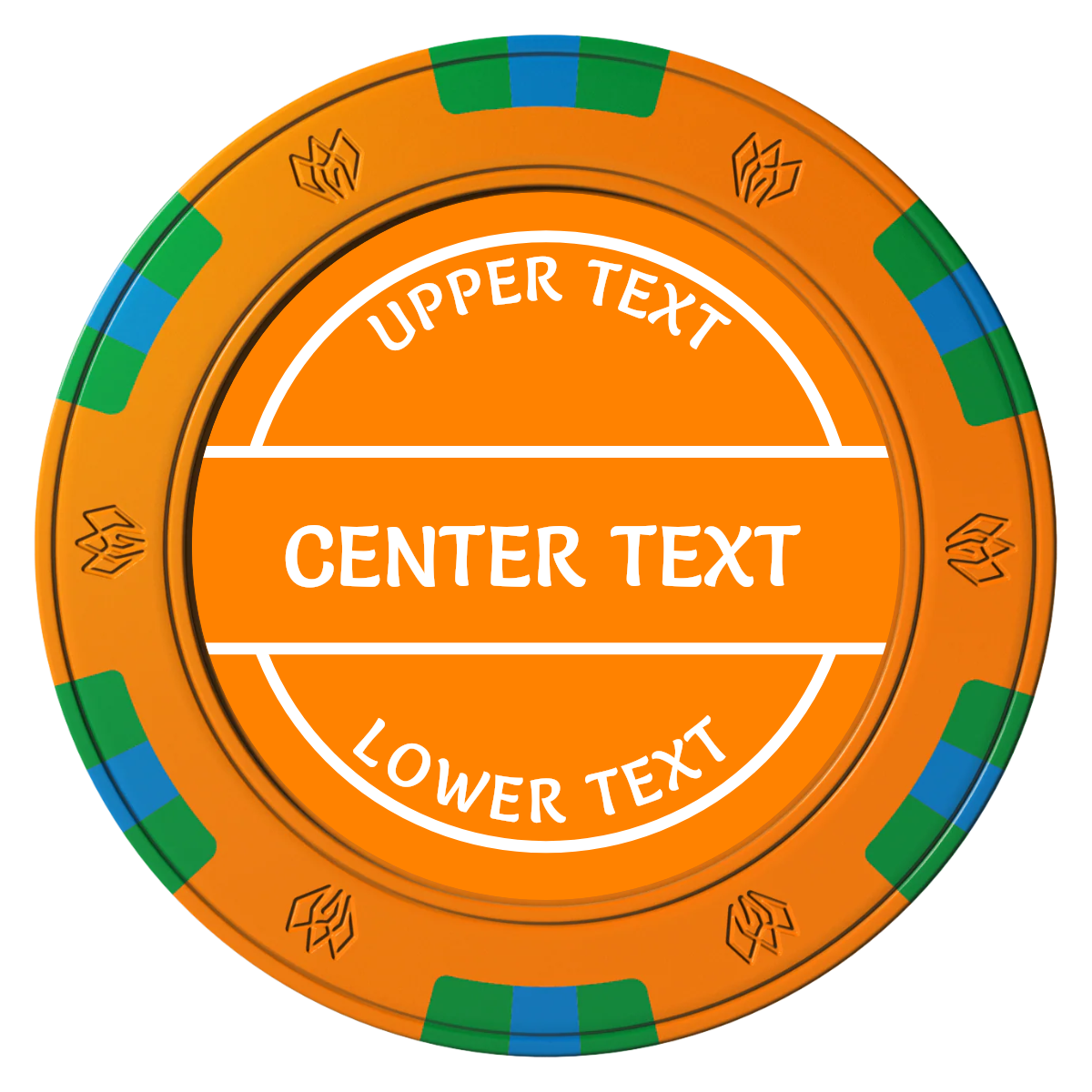 Crisp Banner Clay Poker Chips - Orange / 6 Spot Gem / 43mm - Front