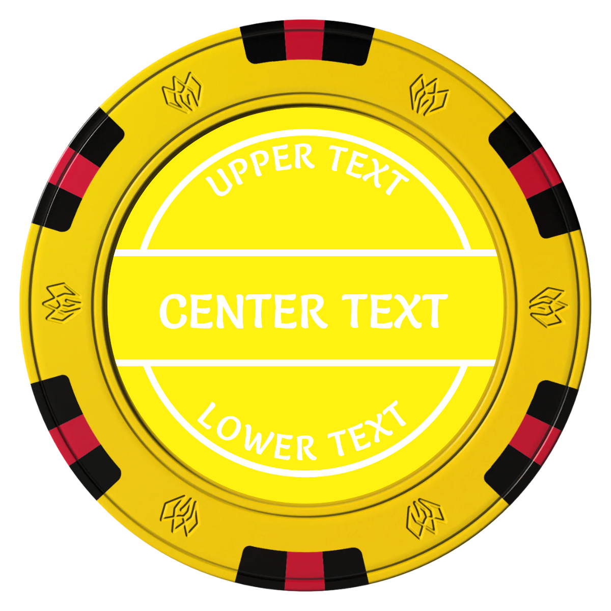 Crisp Banner Clay Poker Chips - Yellow / 6 Spot Gem / 43mm - Front