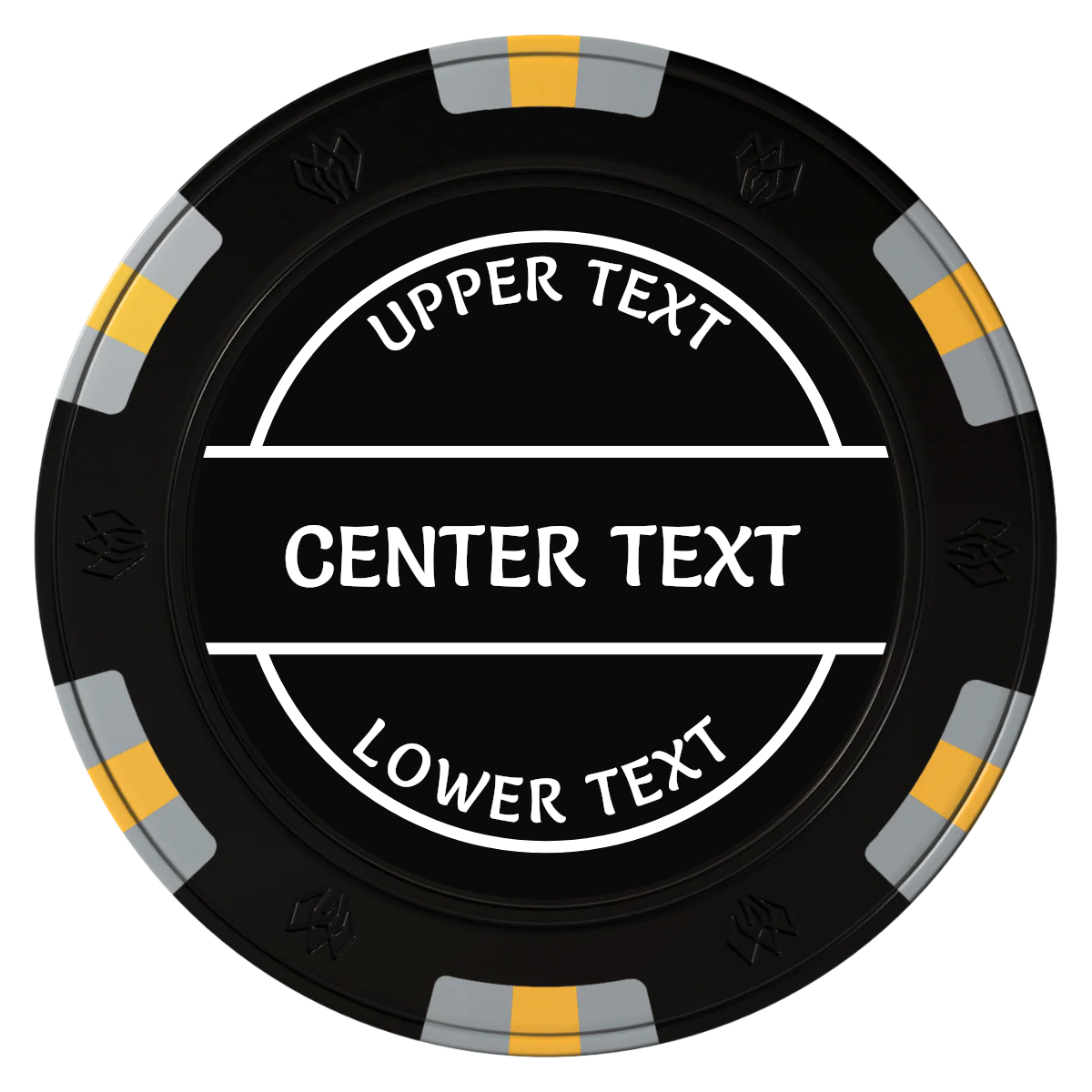 Crisp Banner Clay Poker Chips - Black / 6 Spot Gem / 43mm - Front