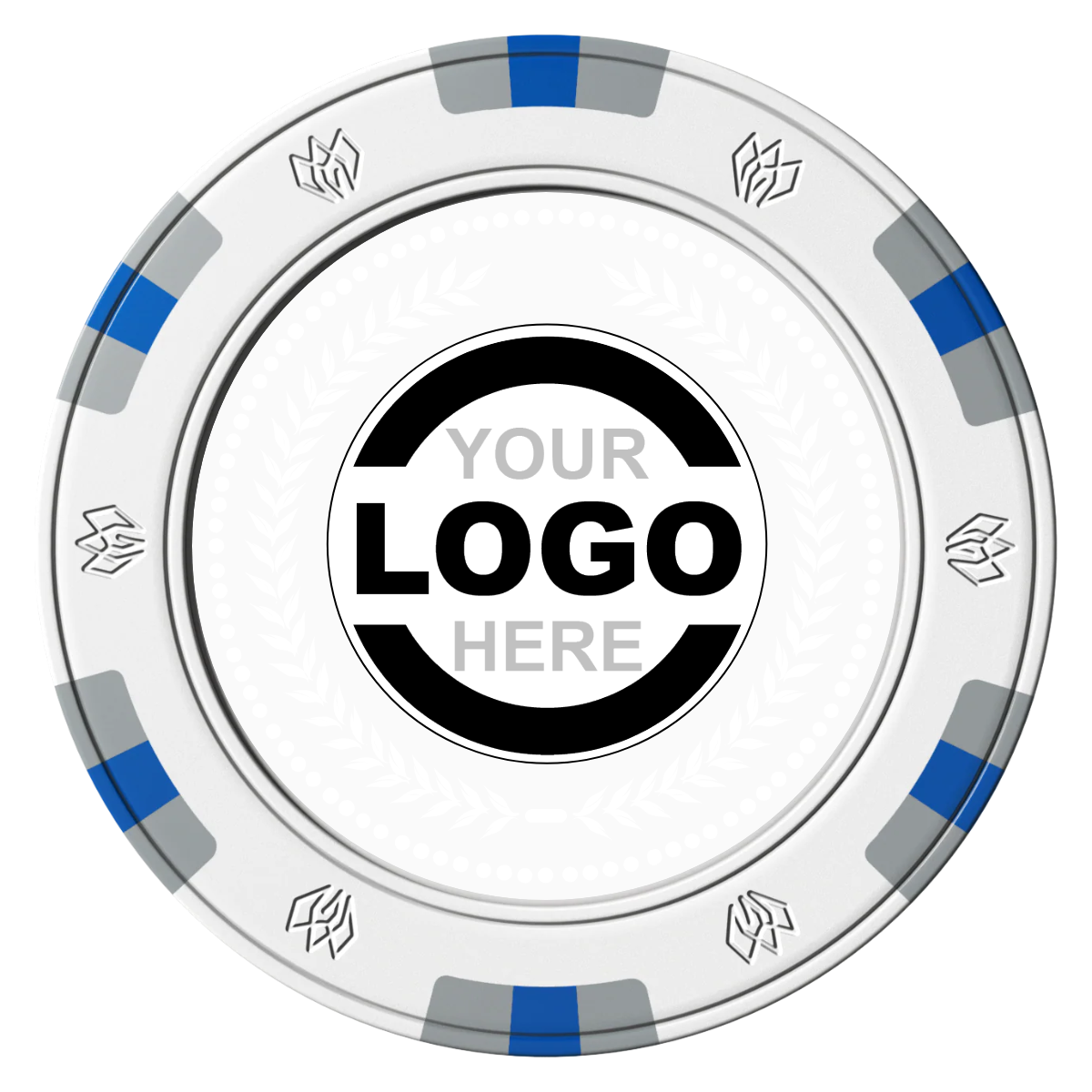 The Winner Clay Poker Chips - White / 6 Spot Gem / 40mm - Front