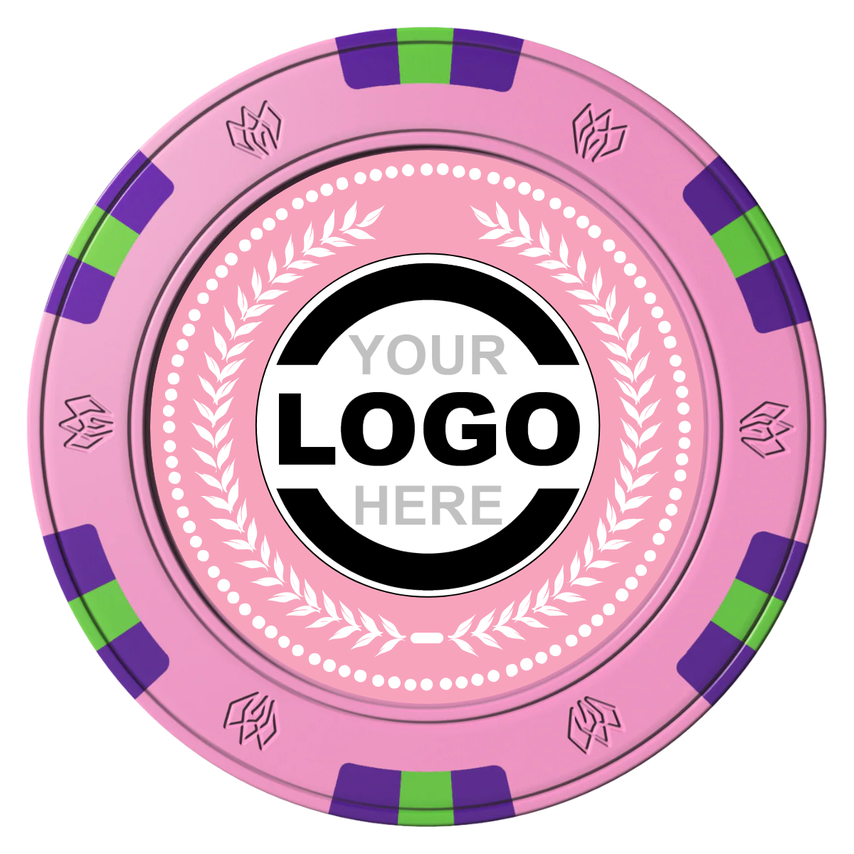The Winner Clay Poker Chips - Pink / 6 Spot Gem / 40mm - Front