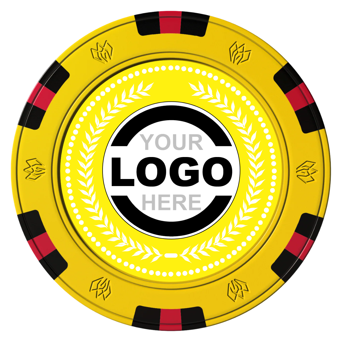 The Winner Clay Poker Chips - Yellow / 6 Spot Gem / 40mm - Front