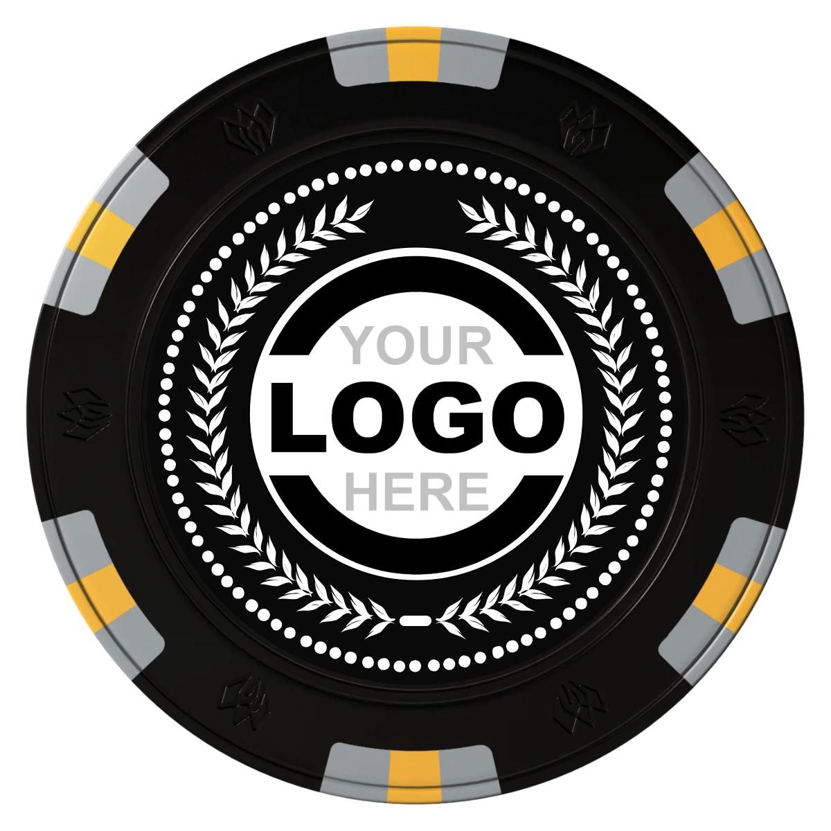 The Winner Clay Poker Chips - Black / 6 Spot Gem / 40mm - Front