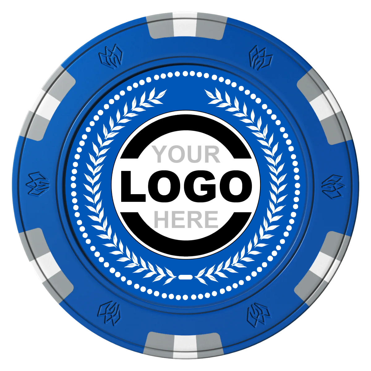 The Winner Clay Poker Chips - Blue / 6 Spot Gem / 43mm - Front