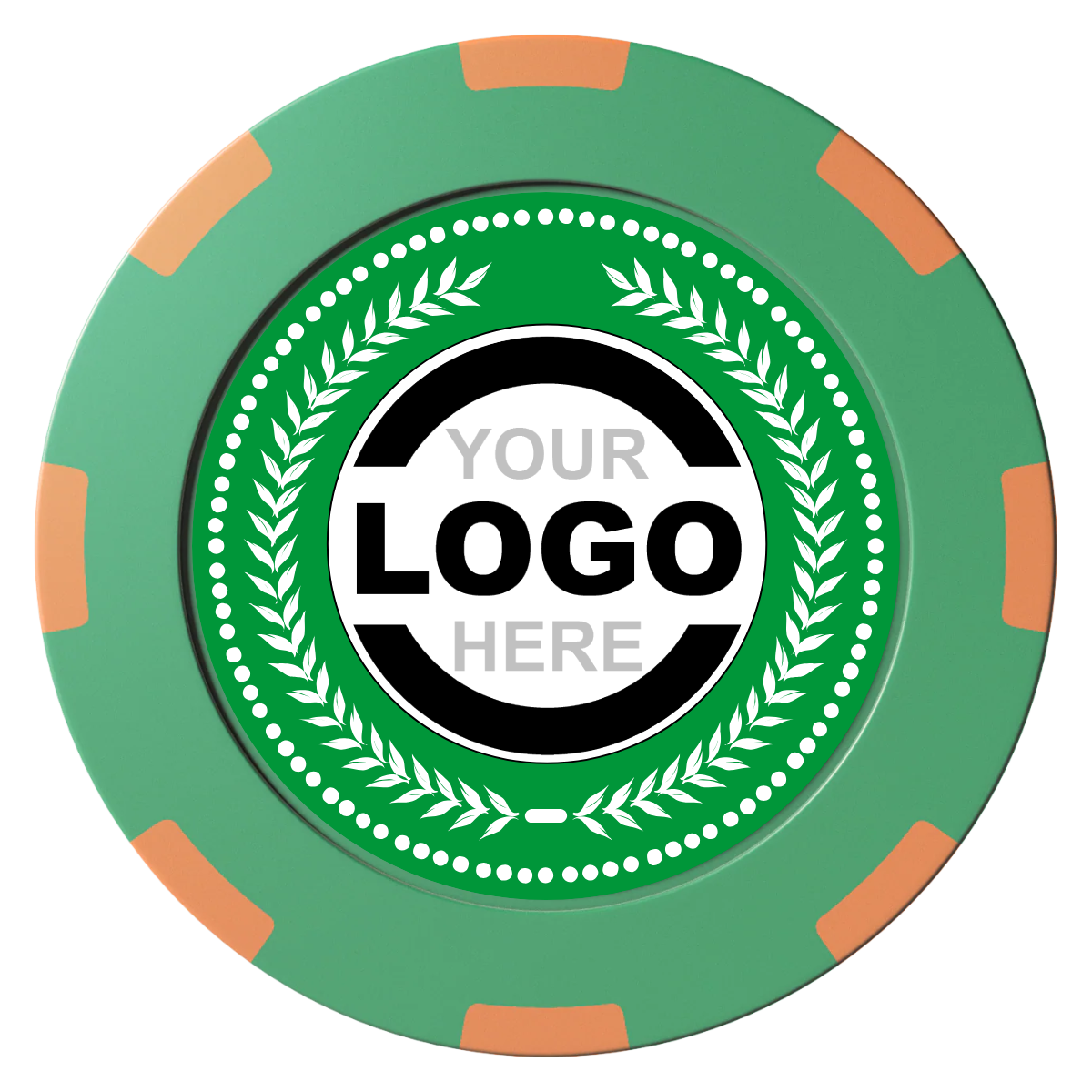 The Winner Clay Poker Chips - Green / 8 Spot (2 Tone) / 40mm - Front