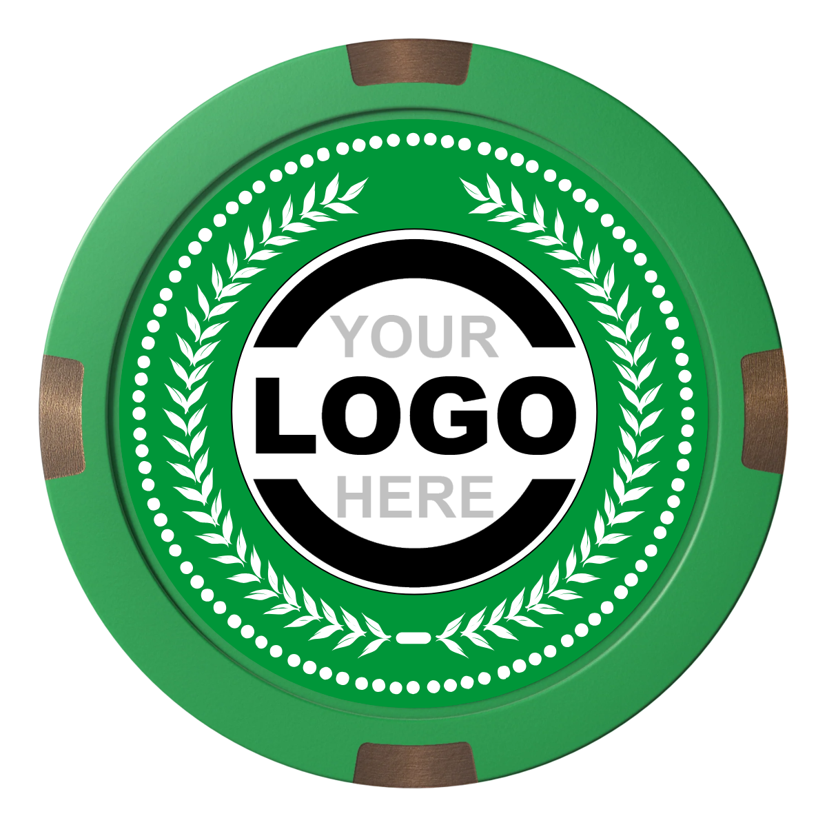 The Winner Composite & Metal Hybrid Poker Chips - Green / 4 Spot - Front