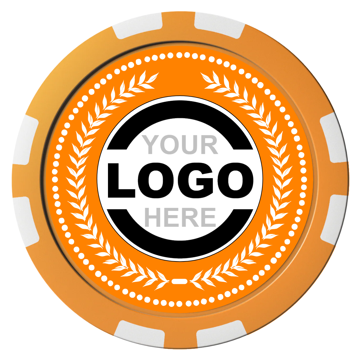 The Winner Composite Poker Chips - Orange / 8 Stripe - Front