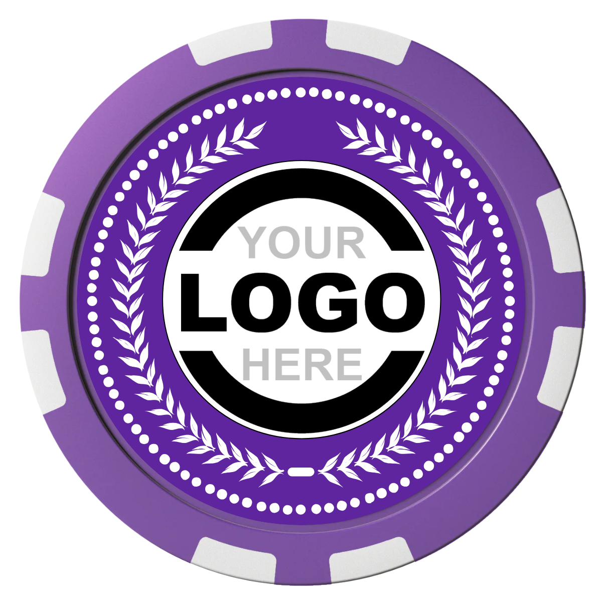 The Winner Composite Poker Chips - Purple / 8 Stripe - Front