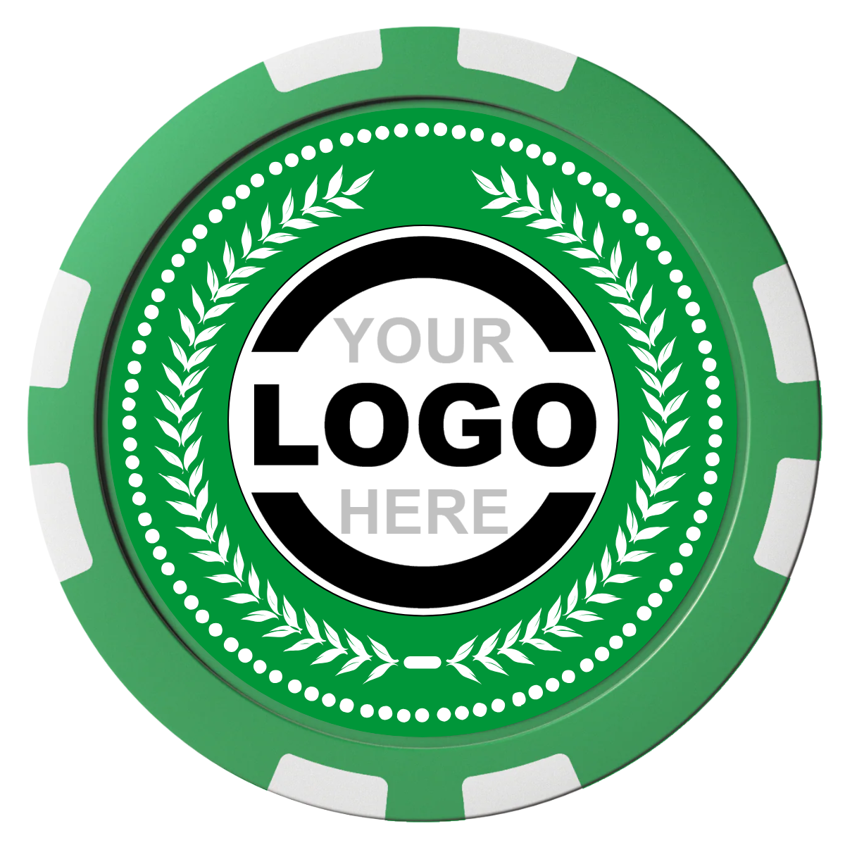 The Winner Composite Poker Chips - Green / 8 Stripe - Front