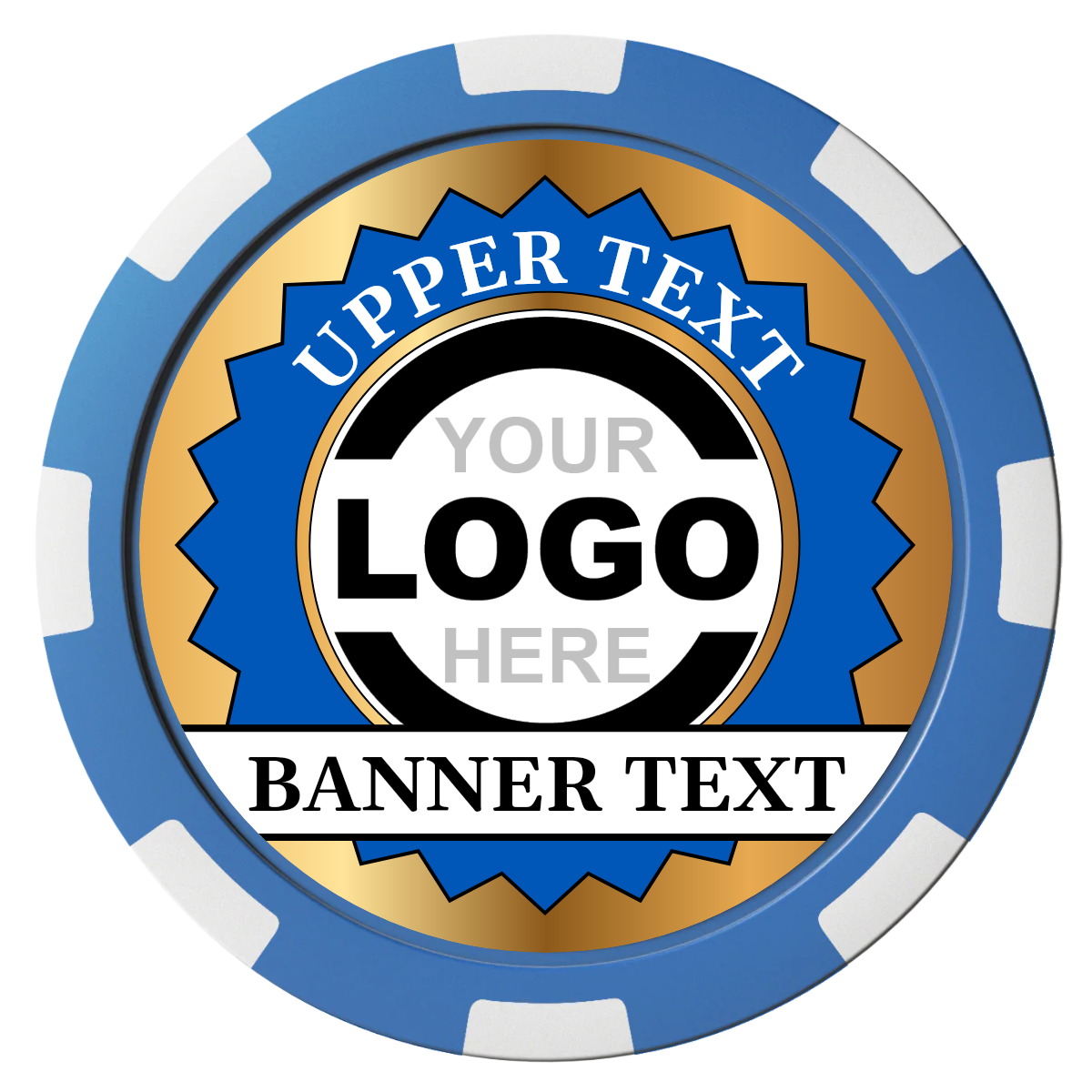 Stamp of Approval Composite Poker Chips - Blue / 8 Spot - Front