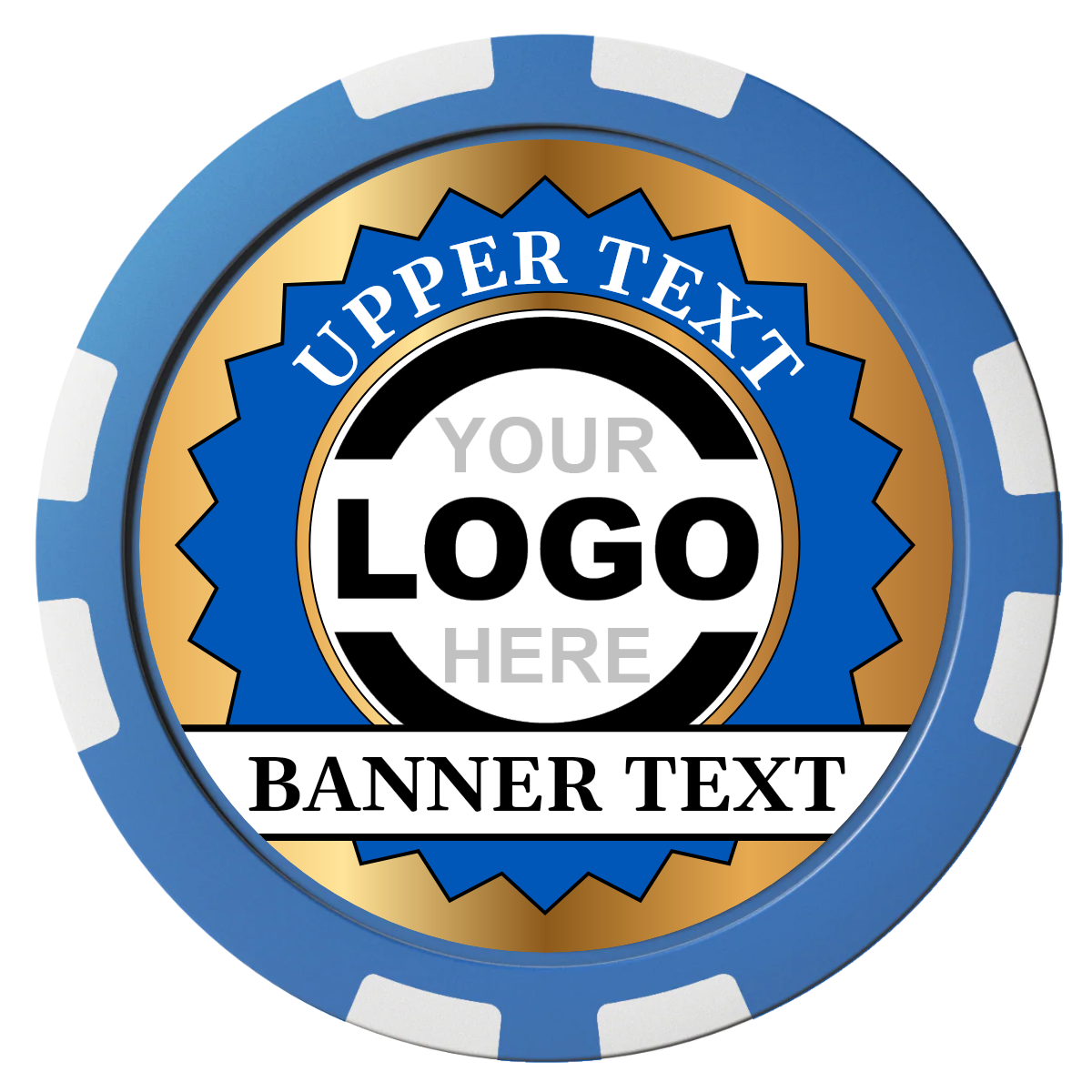 Stamp of Approval Composite Poker Chips - Blue / 8 Stripe - Front