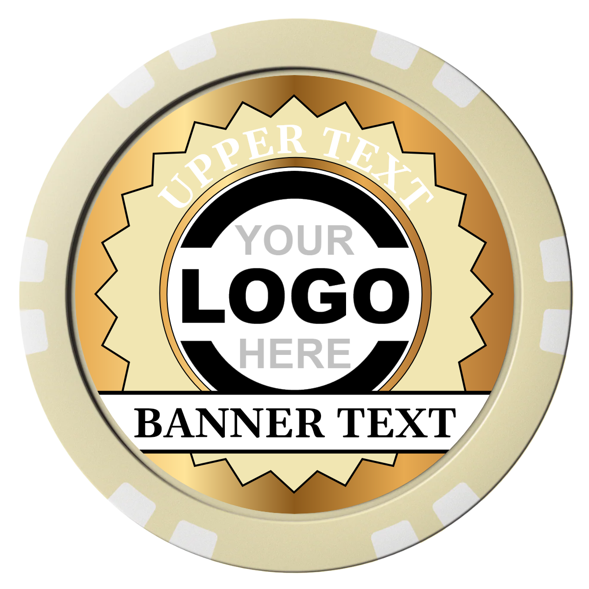 Stamp of Approval Composite Poker Chips - Ivory / Double Stripe - Front