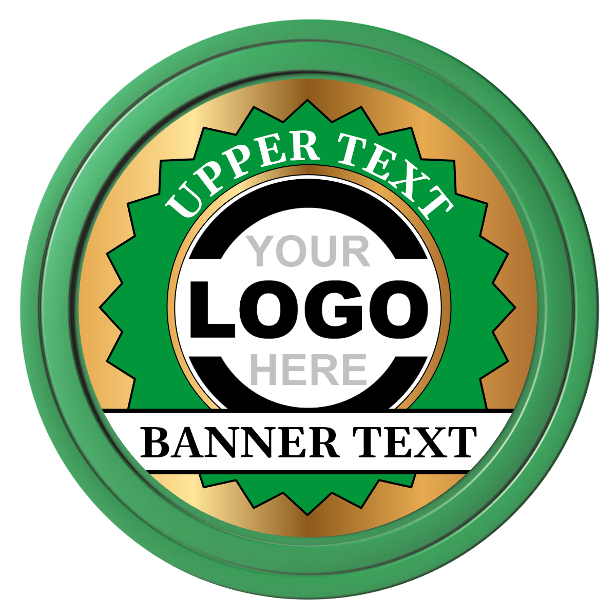 Stamp of Approval Composite Poker Chips - Green / Solid - Front