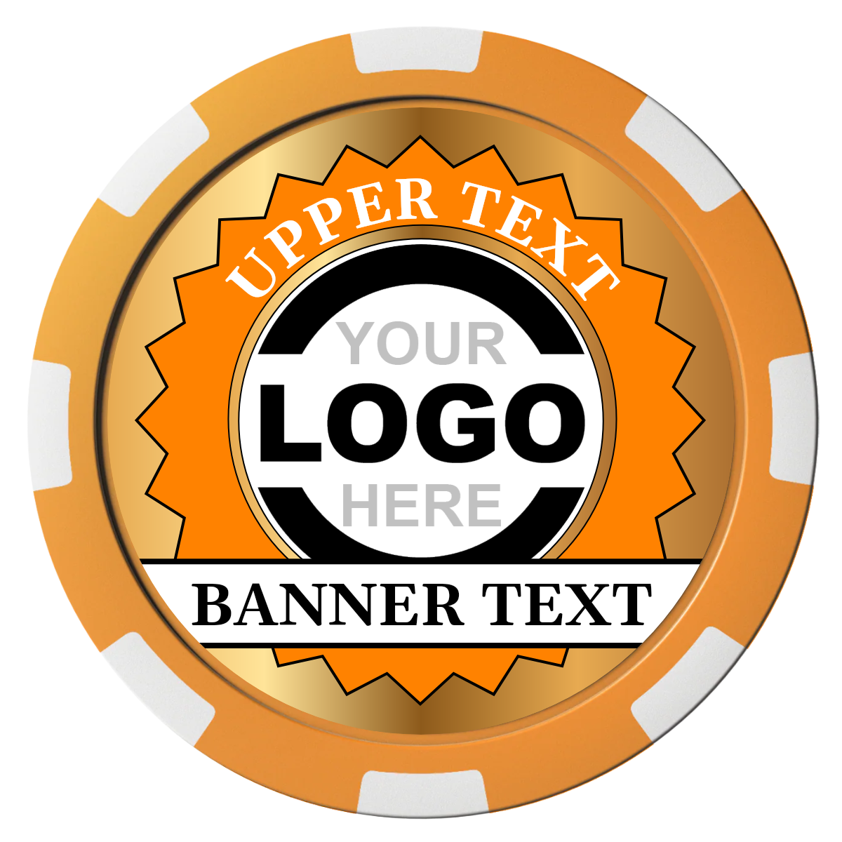 Stamp of Approval Composite Poker Chips - Orange / 8 Spot - Front